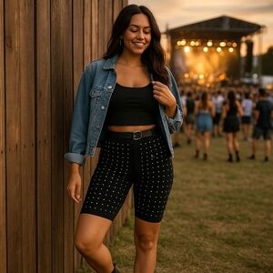 NWT Sterling Kreek Rhinestone Bike Shorts Size Medium